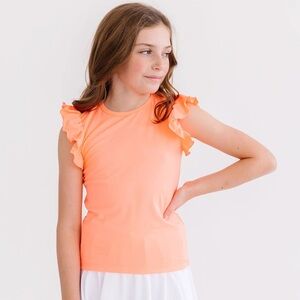 MILA & ROSE Neon Coral S/S Ruffle Tee